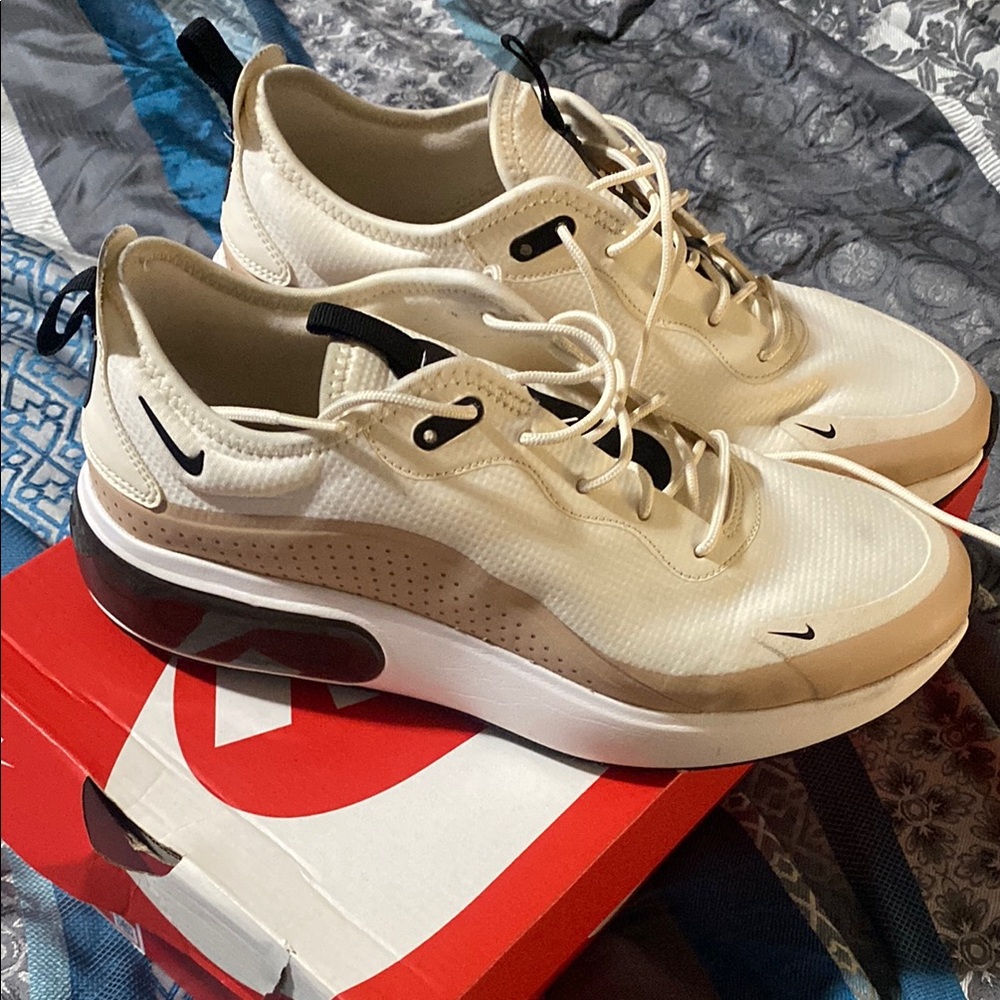 Nike Cream and Tan Sneakers with Air Max Design